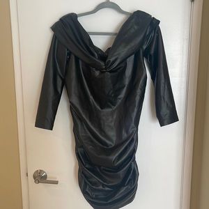 NEW Eloquii Black Pleather Off the Shoulder Dress